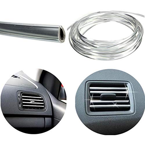 LIXIAONMKOP Forma 4Mx8mm U Forma de U Vent de ventilación Air Switch Switch Rim Tim Tira Molding Chrome Silver