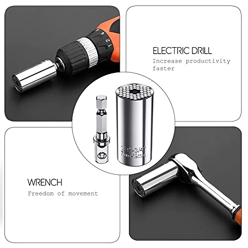 Llave de Tubo Universal, 2 Pcs Llave de Tubo Universa para tuercas 7-19mm con Adaptador Multifuncional Kit de Reparación de Herramientas para Taladro eléctrico