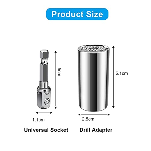 Llave de Tubo Universal, 2 Pcs Llave de Tubo Universa para tuercas 7-19mm con Adaptador Multifuncional Kit de Reparación de Herramientas para Taladro eléctrico