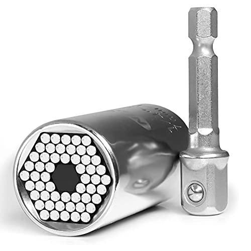 Llave de Tubo Universal, 2 Pcs Llave de Tubo Universa para tuercas 7-19mm con Adaptador Multifuncional Kit de Reparación de Herramientas para Taladro eléctrico