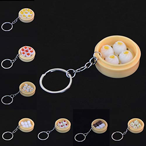 Llavero, Mini Simulación Chino Moño al Vapor Dumpling Steamer Llavero Llavero - A