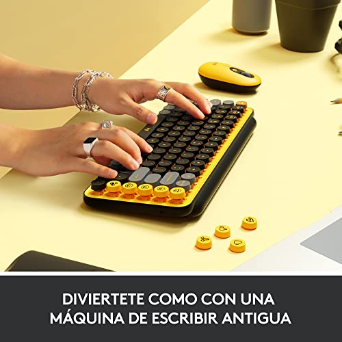 Logitech Pop Keys Teclado mecánico inalámbrico con Teclas Emoji Personalizables, diseño Compacto, conectividad Bluetooth o USB, compatibilidad con Varios Dispositivos y OS - Blast