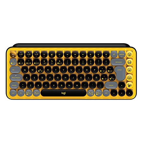 Logitech Pop Keys Teclado mecánico inalámbrico con Teclas Emoji Personalizables, diseño Compacto, conectividad Bluetooth o USB, compatibilidad con Varios Dispositivos y OS - Blast