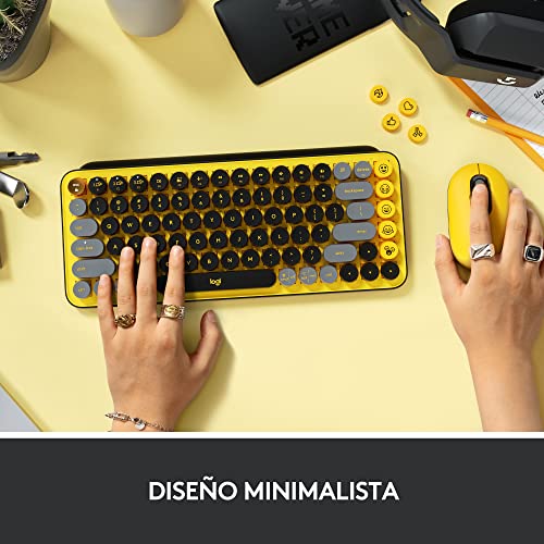 Logitech Pop Keys Teclado mecánico inalámbrico con Teclas Emoji Personalizables, diseño Compacto, conectividad Bluetooth o USB, compatibilidad con Varios Dispositivos y OS - Blast