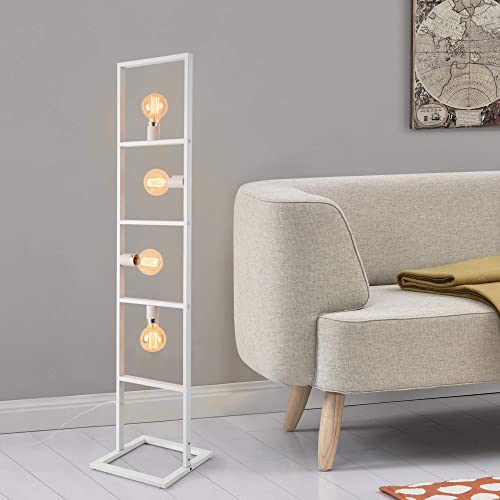 lux.pro Lámpara de pie Plauen con 4 Focos Moderna Diseño Altura 142,5 cm Iluminación Interior Luz efectiva Blanco 4 x E27 60W