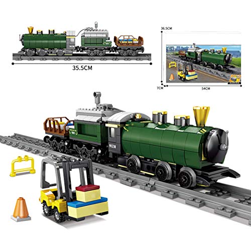 LYMHGHJ Technic Steam Train Set con Pistas, 372 Piezas City Train Electric Liberation Steam Train Tren de pasajeros Juego de Bloques de construcción, Compatible con Lego City Train