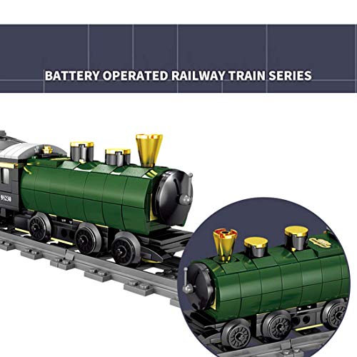 LYMHGHJ Technic Steam Train Set con Pistas, 372 Piezas City Train Electric Liberation Steam Train Tren de pasajeros Juego de Bloques de construcción, Compatible con Lego City Train