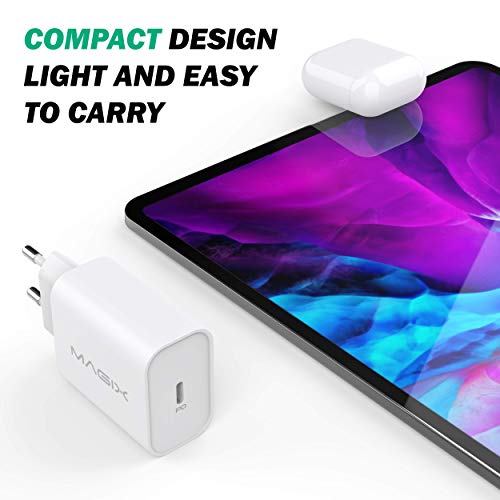 MAGIX Cargador de pared PD Quick Charge 3.0 18W 3A, USB Tipo-C, CA 100-240V a CC 5V 9V 12V (Compatible con Qc 1.0 2.0)(enchufe EUR)(Blanco)