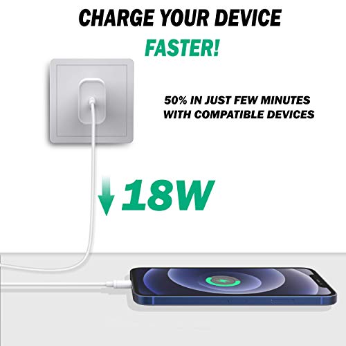 MAGIX Cargador de pared PD Quick Charge 3.0 18W 3A, USB Tipo-C, CA 100-240V a CC 5V 9V 12V (Compatible con Qc 1.0 2.0)(enchufe EUR)(Blanco)