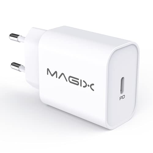 MAGIX Cargador de pared PD Quick Charge 3.0 18W 3A, USB Tipo-C, CA 100-240V a CC 5V 9V 12V (Compatible con Qc 1.0 2.0)(enchufe EUR)(Blanco)