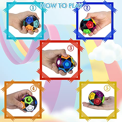 Mamowla Magic Rainbow Ball New 3D Puzzle Ball Arco Iris Pelota Juguetes Educativos Speed Cube Rainbow Puzzle Ball Pelota Mgica Arco Iris Desarrollar La Inteligencia para NiñOs Y Adultos Negro