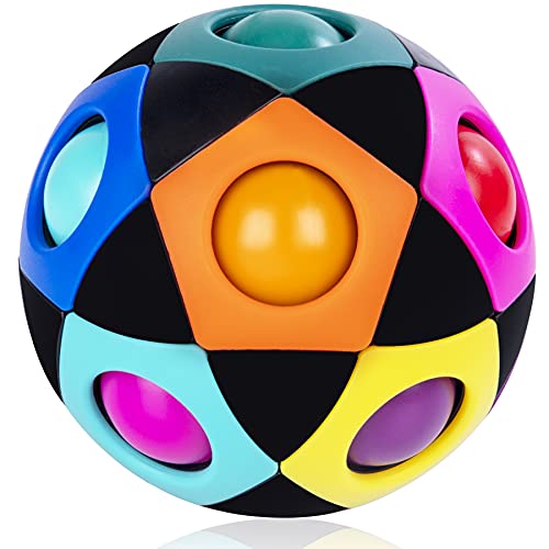Mamowla Magic Rainbow Ball New 3D Puzzle Ball Arco Iris Pelota Juguetes Educativos Speed Cube Rainbow Puzzle Ball Pelota Mgica Arco Iris Desarrollar La Inteligencia para NiñOs Y Adultos Negro