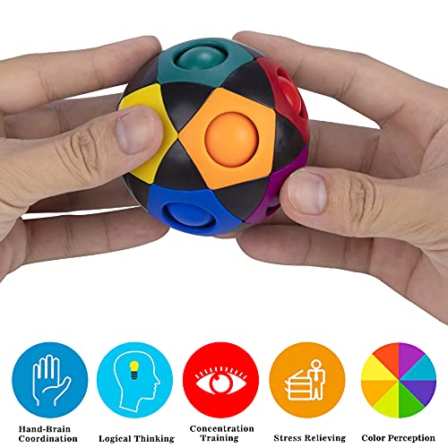 Mamowla Magic Rainbow Ball New 3D Puzzle Ball Arco Iris Pelota Juguetes Educativos Speed Cube Rainbow Puzzle Ball Pelota Mgica Arco Iris Desarrollar La Inteligencia para NiñOs Y Adultos Negro