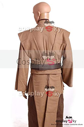 Manfis Disfraz de caballero de Obi-Wan Kenobi Jedi para hombre, túnica con cuerpo marrón oscuro, disfraz de Star Wars