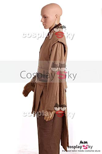 Manfis Disfraz de caballero de Obi-Wan Kenobi Jedi para hombre, túnica con cuerpo marrón oscuro, disfraz de Star Wars