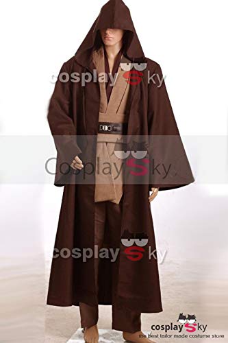 Manfis Disfraz de caballero de Obi-Wan Kenobi Jedi para hombre, túnica con cuerpo marrón oscuro, disfraz de Star Wars