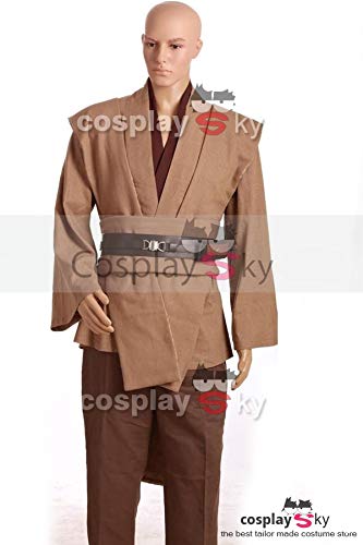 Manfis Disfraz de caballero de Obi-Wan Kenobi Jedi para hombre, túnica con cuerpo marrón oscuro, disfraz de Star Wars