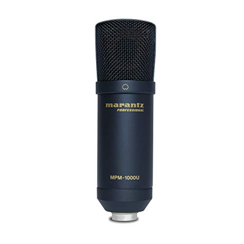 Marantz Professional MPM-1000U - Micrófono de Condensador USB con Tarjeta de Sonido incorporada para Grabar, emitir pódcasts, Hacer Streaming y retransmitir Videojuegos, Negro