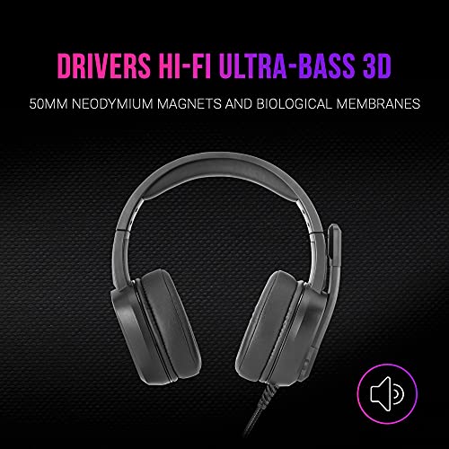 Mars Gaming MH320 Negro, Auriculares Neodimio RGB Flow, Micrófono y Caja de Control