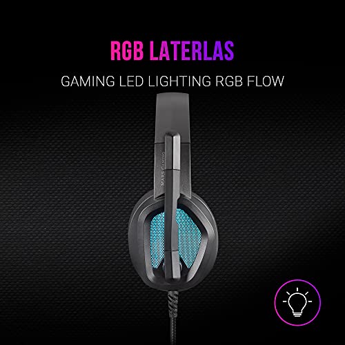 Mars Gaming MH320 Negro, Auriculares Neodimio RGB Flow, Micrófono y Caja de Control