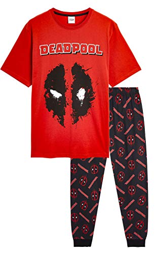 Marvel Pijama Hombre, Pijamas Hombre con Diseño Deadpool, Conjunto Pijama Hombre Algodon Camiseta Manga Corta y Pantalón Largo, Regalos Hombre (M, Multicolor)