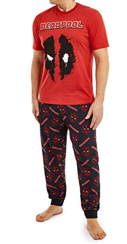 Marvel Pijama Hombre, Pijamas Hombre con Diseño Deadpool, Conjunto Pijama Hombre Algodon Camiseta Manga Corta y Pantalón Largo, Regalos Hombre (M, Multicolor)