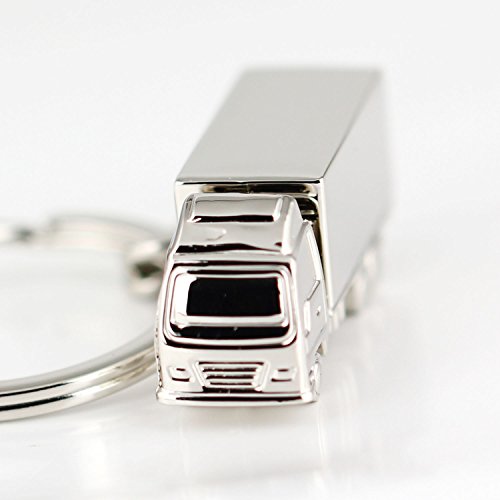 Maycom® Container Keychain Classic 3D Metal Trucks Model Key Chain Ring Keyring Keyfob Key Holder 82504, 3D Truck (Polished Silver), Small