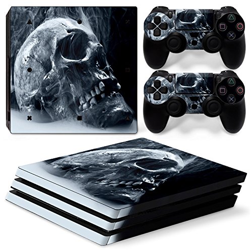 Mcbazel Pattern Series Vinyl Skin Sticker For PS4 Pro Controller & Console Protect Cover Decal Skin (Black Skull)
