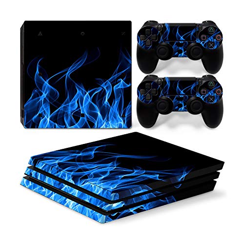 Mcbazel Pattern Series Vinyl Skin Sticker For PS4 Pro Controller & Console Protect Cover Decal Skin (Blue Flame)