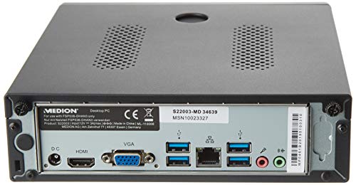 Medion S22003 MD34639 - MiniPC Ordenador de Sobremesa (Intel Core i3-5005U, 8GB RAM, 512GB SSD, Intel HD Graphics, sin Sistema Operativo) Negro