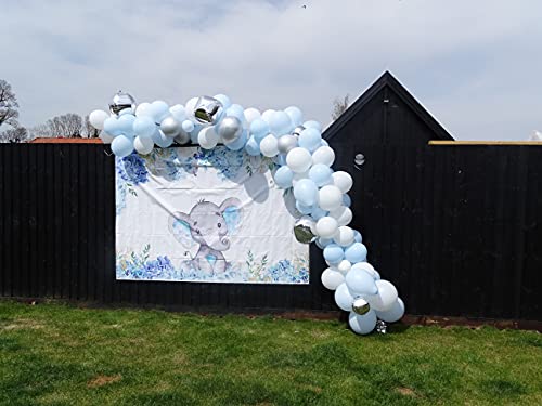 Mehofoto 7x5ft Contexto de la Ducha del bebé Azul del Elefante Fondo Lindo del Elefante para el Fondo de la fotografía del Feliz cumpleaños del Muchacho