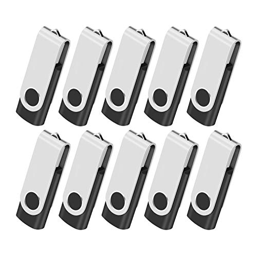 Memoria USB de 1 GB – Lote de 10 unidades de memoria USB 2.0 de memoria Stick, lector USB Flash Drive Almacenamiento Rotación Disco Penrive para ordenador portátil / PC / coche (negro)