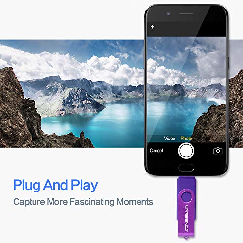 Memoria USB Pendrive 128GB 64GB 32GB Wansenda S100 OTG USB 2.0 para Dispositivos Android, PC/Tableta/Mac (64GB,Morado)