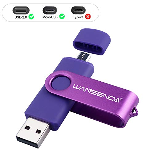 Memoria USB Pendrive 128GB 64GB 32GB Wansenda S100 OTG USB 2.0 para Dispositivos Android, PC/Tableta/Mac (64GB,Morado)