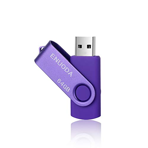 Memorias 64GB USB 2.0 ENUODA Pendrive Pivote Memorias Giratoria Plegable Diseño de Cierre (Púrpura)
