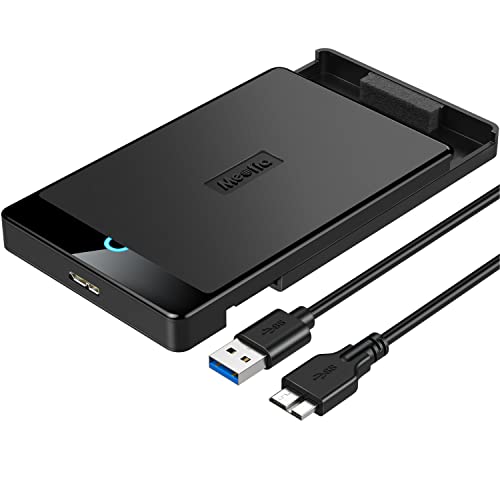 Meofia Carcasa Disco Duro 2,5 con Cable USB 3.0 a Sata Caja Disco Duro 2.5" para HDD y SSD SATA I/II/III de 9,5mm 7mm, Sopporta UASP, Windows XP Vista, Mas OS, PS5/4/3, Xbox, Linux, Chrome OS etc.