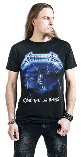 Metallica Ride The Lightning Hombre Camiseta Negro 3XL, 100% algodón, Regular
