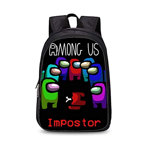 MHLYY Mochila Among us Escolar, Juego Among Us Bolsas Escolares de Impresión 3D Bolsa, Bolso de Bolsillo Oxford de Moda Impermeable para Estudiante Primaria