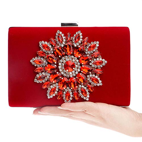 MIC-moonjack Dinner Clutch Evening Luxury Luxury Party Bag Bolso De Embrague Bolso De Noche Mujer Bolso De Para Boda Fiesta@Rojo