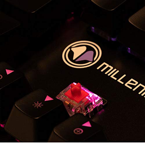 MILLENIUM MT2Mini - Teclado Mecanico Gaming para e-Sport (Retroiluminación Full RGB Personalizable, Switchs Rojos Lineares, QWERTY Español, Cable USB Trenzado) Color Negro