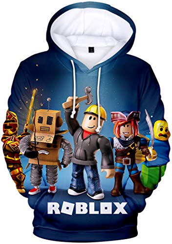 MINIDORA Hoodie Roblox Niños Sudadera con Capucha Unisex Jersey Suéter de Juego(N22815,140)