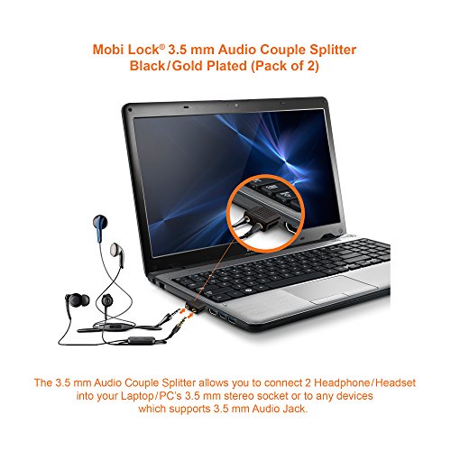 Mobi Lock Divisor en Y para Auriculares de 3,5 mm (Paquete de 2)| 1 Macho a 2 Hembras de Audio | Ideal para Todos los Reproductores Multimedia y Otros Dispositivos de Audio con un Puerto de 3,5 mm by