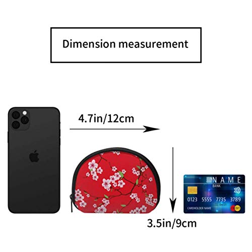 Monedero Personalizado Kimono Chino Sakura Rojo Transparente Vector Zip Change Pouch Girls Monedero pequeño con Cremallera Mini Bolsas de Maquillaje cosmético para Mujeres Niñas Regalos y decoracione