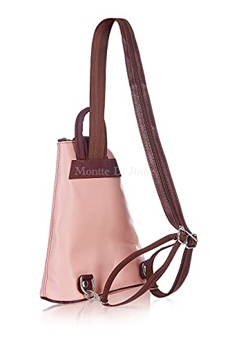 Montte Di Jinne - 100% cuero italiano suave | | mujer | mochila triangular ||| muy pequeña |, gris oscuro, L: (BOTTOM)20CH: 23CM D: 9CM
