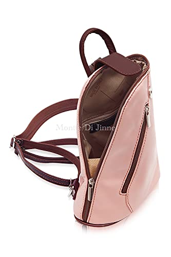 Montte Di Jinne - 100% cuero italiano suave | | mujer | mochila triangular ||| muy pequeña |, gris oscuro, L: (BOTTOM)20CH: 23CM D: 9CM