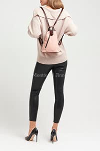 Montte Di Jinne - 100% cuero italiano suave | | mujer | mochila triangular ||| muy pequeña |, gris oscuro, L: (BOTTOM)20CH: 23CM D: 9CM