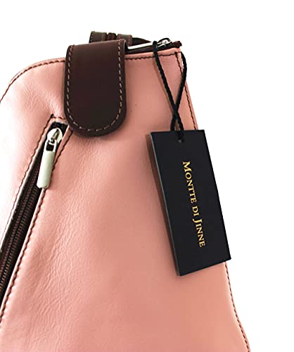 Montte Di Jinne - 100% cuero italiano suave | | mujer | mochila triangular ||| muy pequeña |, gris oscuro, L: (BOTTOM)20CH: 23CM D: 9CM