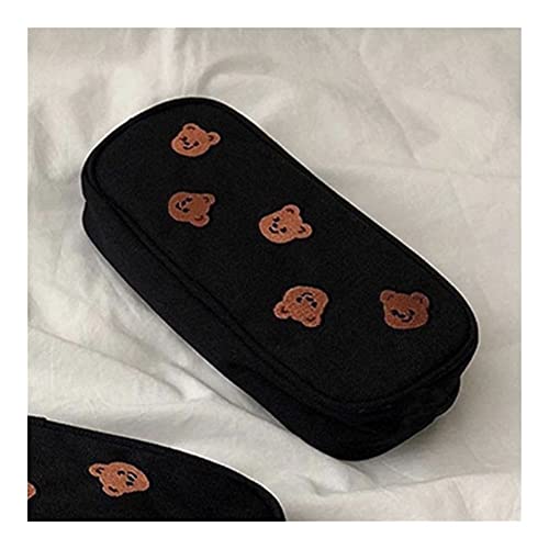 Moonlight Star 1 PC Kawaii Oso Bordado Lienzo Bolso lápiz Caja Pluma Regalo niños papelería cosmética (Color : A)