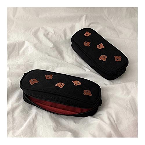 Moonlight Star 1 PC Kawaii Oso Bordado Lienzo Bolso lápiz Caja Pluma Regalo niños papelería cosmética (Color : A)