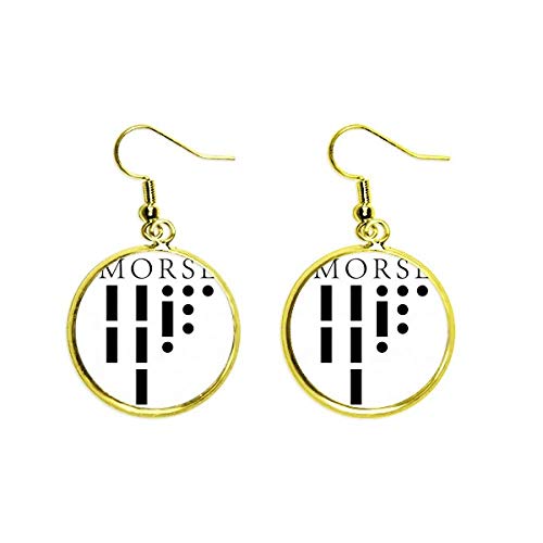 Morse Code Point-Line - Pendientes colgantes de oro para mujer